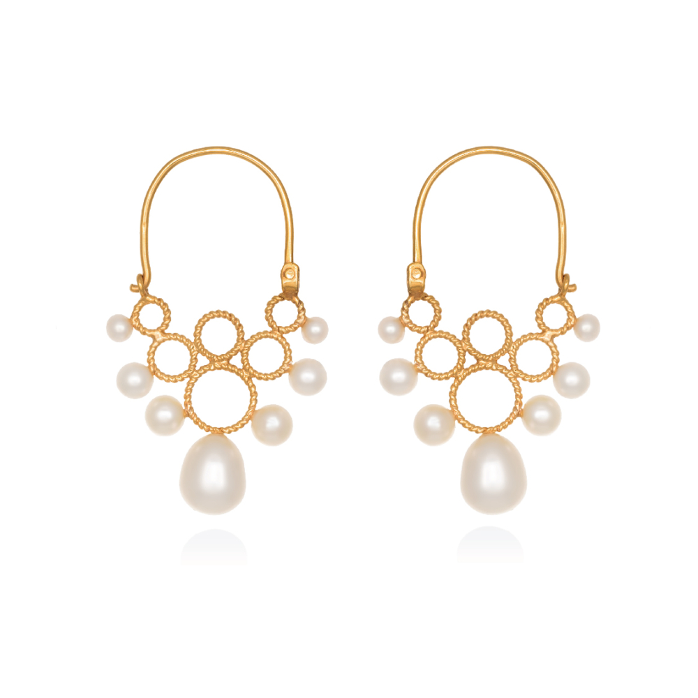 Tiny hoop earrings with pearls - Christina Soubli Jewellery