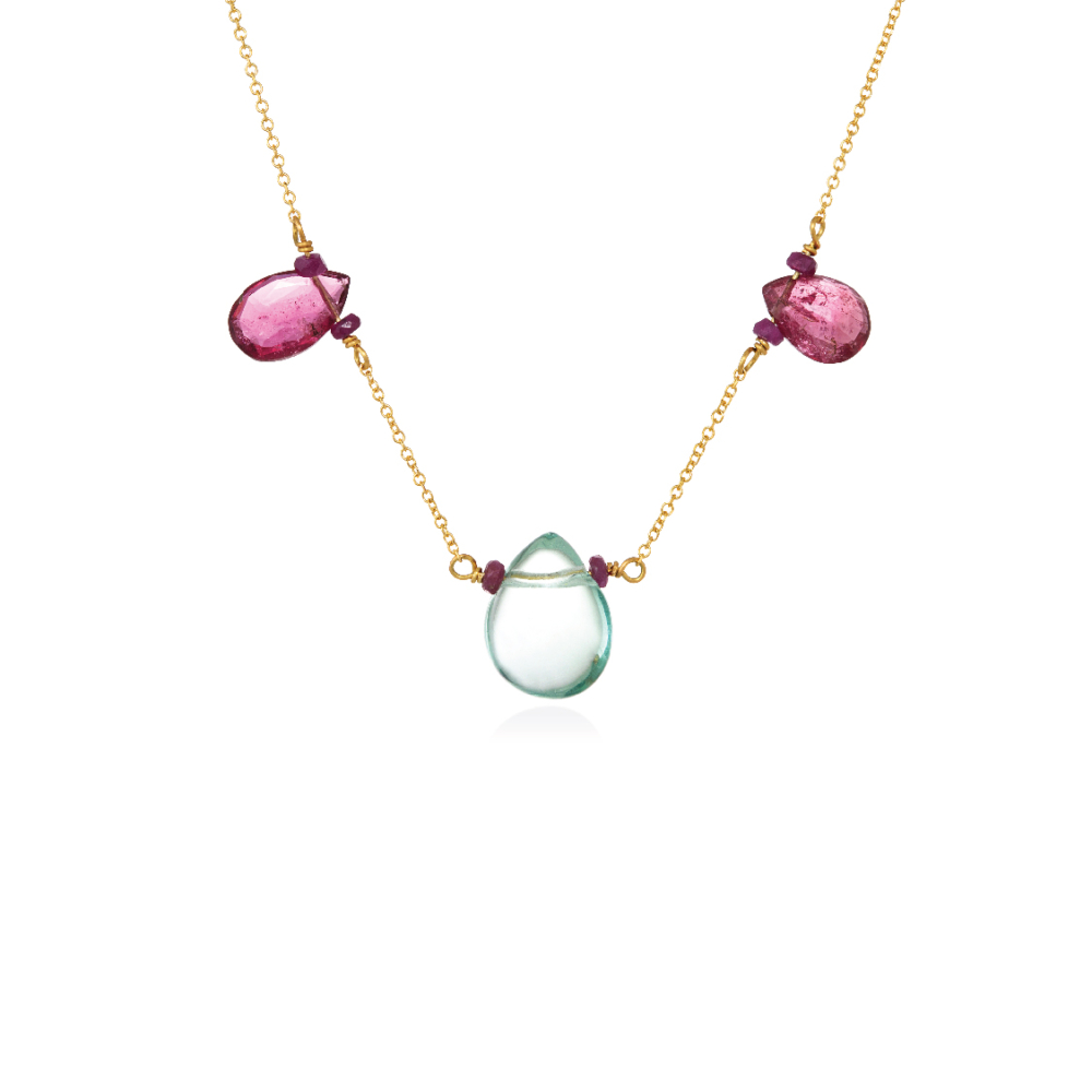 Pear shape necklace with tourmalines and gemstone - Christina Soubli ...